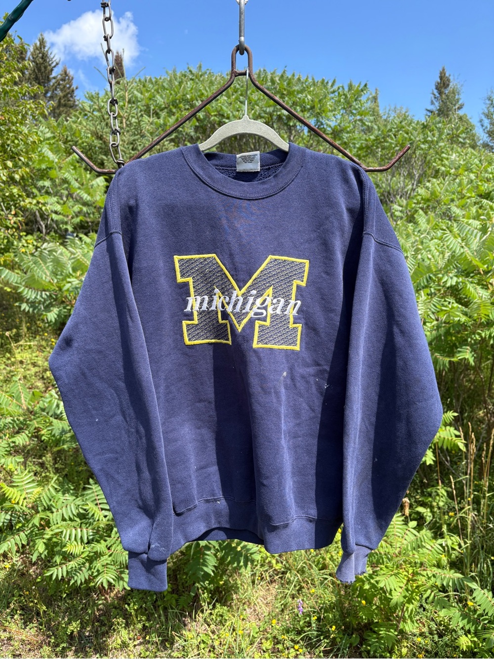 Vintage Michigan Crewneck Sweatshirt - Navy with Yellow & White Logo